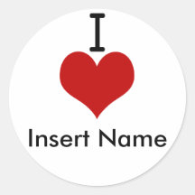 J'aime (le coeur) autocollant rond
