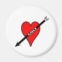 J'aime le coeur de golf magnets pour réfrigérateur