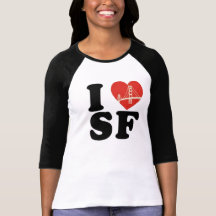 J'aime le coeur de pont de San Francisco T-shirts