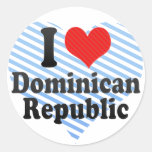 J'aime le Dominicain+République Autocollant Rond