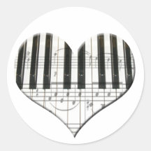 J'aime le piano ou le clavier de coeur de musique  autocollants
