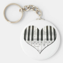 J'aime le piano ou le clavier de coeur de musique  porte-clés