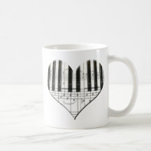 J'aime le piano ou le clavier de coeur de musique  tasses