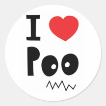 J'aime le poo autocollants ronds