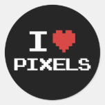 J'aime le rétro gamer 8bit de coeur pixelated par  adhésif rond