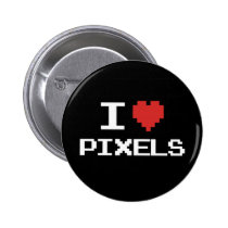 J'aime le rétro gamer 8bit de coeur pixelated par  badges publicitaires