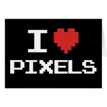 J'aime le rétro gamer 8bit de coeur pixelated par  cartes