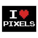J'aime le rétro gamer 8bit de coeur pixelated par  carte postale
