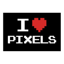 J'aime le rétro gamer 8bit de coeur pixelated par  posters