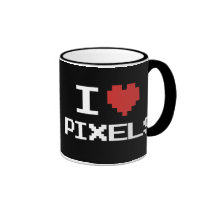 J'aime le rétro gamer 8bit de coeur pixelated par  tasses