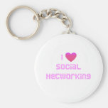 J'aime le rose social de mise en réseau porte-clefs