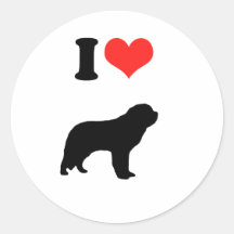J'aime le saint Bernards Autocollant Rond