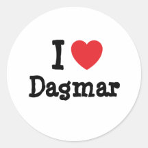 J'aime le T-shirt de coeur de Dagmar Adhésif Rond
