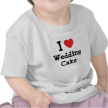 J'aime le T-shirt de coeur de gâteau de mariage