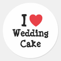 J'aime le T-shirt de coeur de gâteau de mariage Autocollant Rond