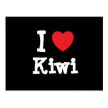 J'aime le T-shirt de coeur de kiwi Cartes Postales