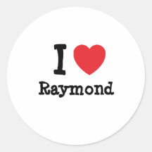 J'aime le T-shirt de coeur de Raymond Autocollant Rond