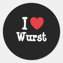 J'aime le T-shirt de coeur de Wurst Autocollant Rond