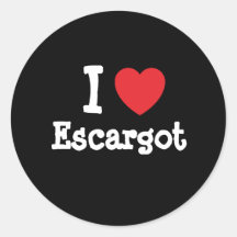 J'aime le T-shirt de coeur d'Escargot Autocollant Rond