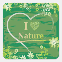 J'aime le texte de coeur de nature et les fleurs - adhésifs