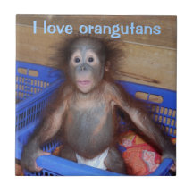 J'aime le visage mignon de bébé d'orangs-outans carreaux en céramique