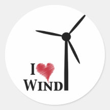 j'aime l'énergie éolienne adhésifs ronds