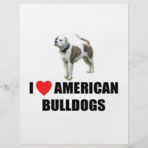 J'aime les bouledogues américains prospectus avec motif