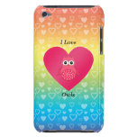 J'aime les coeurs roses d'arc-en-ciel de hiboux coques barely there iPod