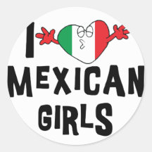 J'aime les filles mexicaines autocollant rond