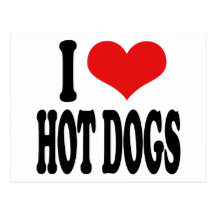 J'aime les hot-dogs carte postale