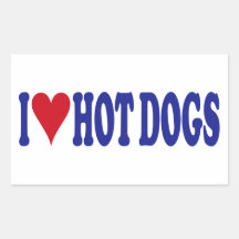 J'aime les hot-dogs sticker rectangulaire