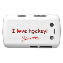 J'aime l'hockey ! - Nom femelle de joueur Coque Case-Mate Blackberry