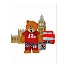 J'aime Londres - ours de nounours Carte Postale