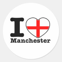 J'aime Manchester Adhésif Rond