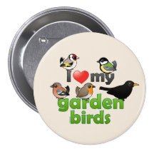 J'aime mes oiseaux de jardin badges avec agrafe