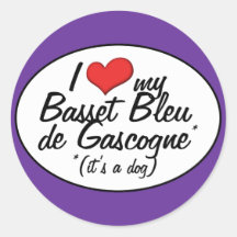 J'aime mon Basset Bleu de Gascogne (c'est un chien Adhésif Rond