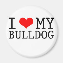 J'aime mon bouledogue aimant pour réfrigérateur