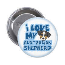 J'aime mon bouton australien de berger badge avec épingle