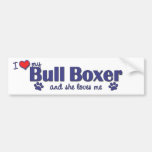 J'aime mon boxeur de Taureau (le chien femelle) Autocollant Pour Voiture