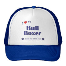 J'aime mon boxeur de Taureau (le chien femelle) Casquettes