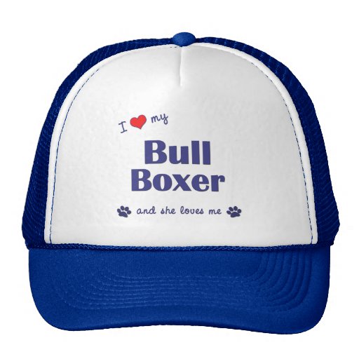 J'aime mon boxeur de Taureau (le chien femelle) Casquettes