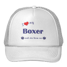 J'aime mon boxeur (le chien femelle) casquettes
