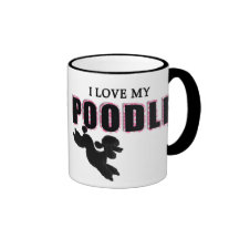 J'aime mon caniche noir mugs