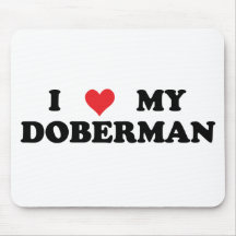 J'aime mon dobermann tapis de souris