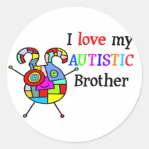 J'aime mon frère autiste adhésif rond