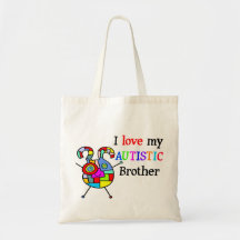 J'aime mon frère autiste sac fourre-tout