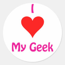 J'aime mon geek adhésif rond