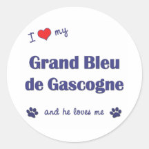 J'aime mon Grand Bleu de Gascogne (le chien mascul Autocollants Ronds