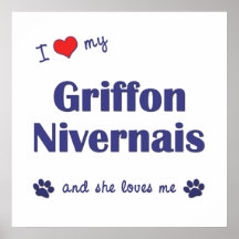 J'aime mon griffon Nivernais (le chien femelle) Poster