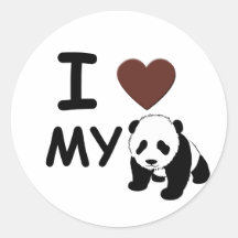 J'AIME MON PANDA AUTOCOLLANT ROND